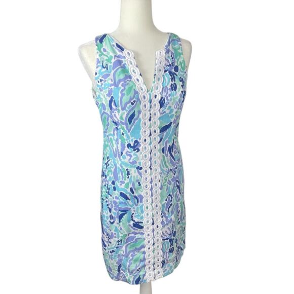 Lilly Pulitzer Ryder Lilly's Lilac Nice Ink Lace Front Shift Dress Size 6 Preppy - Picture 6 of 16